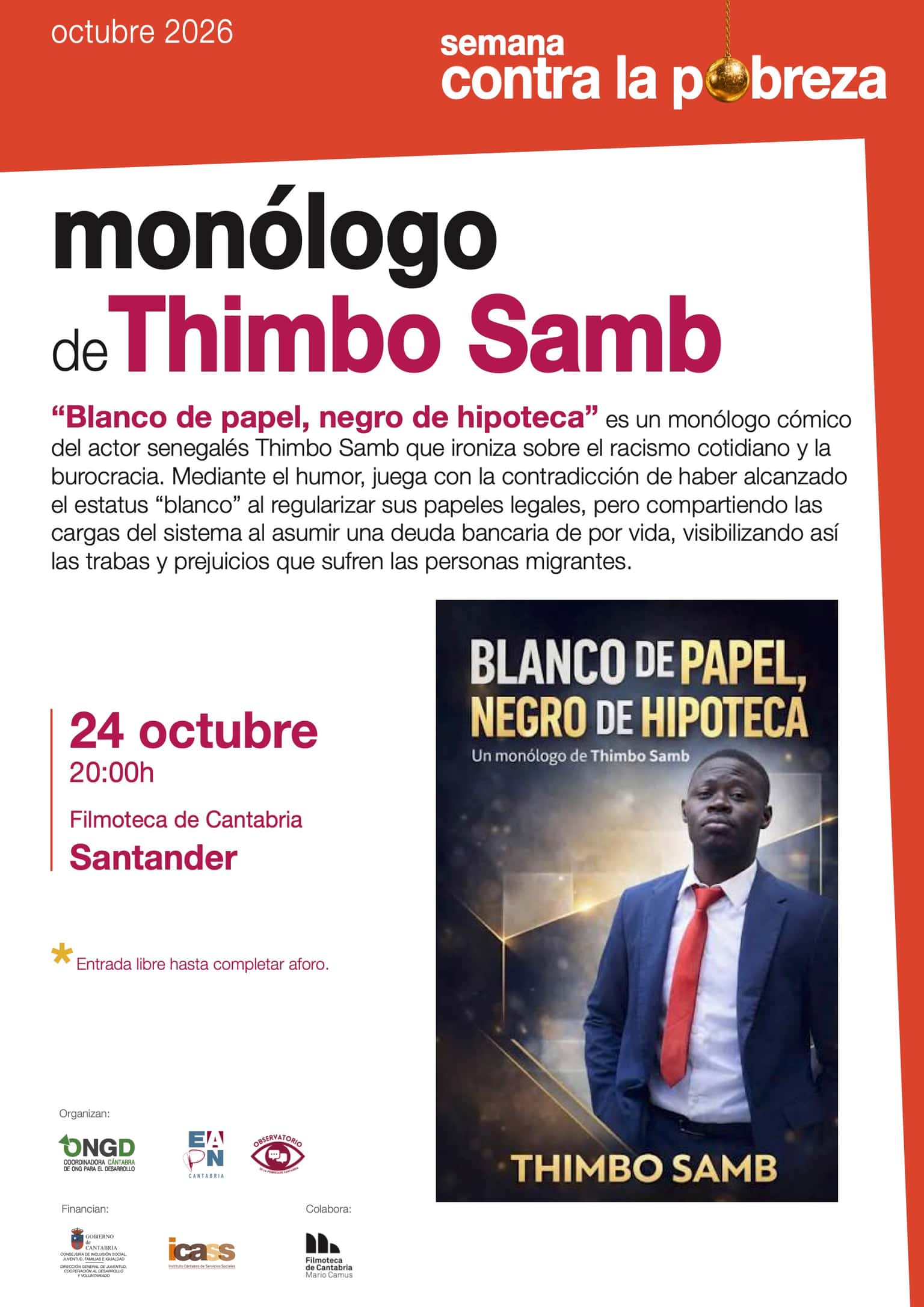 Monólogo teatral Blanco de papel, negro de hipoteca