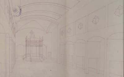 Exposición del proyecto de cimentación de la parroquia de Cristo Rey de 1949