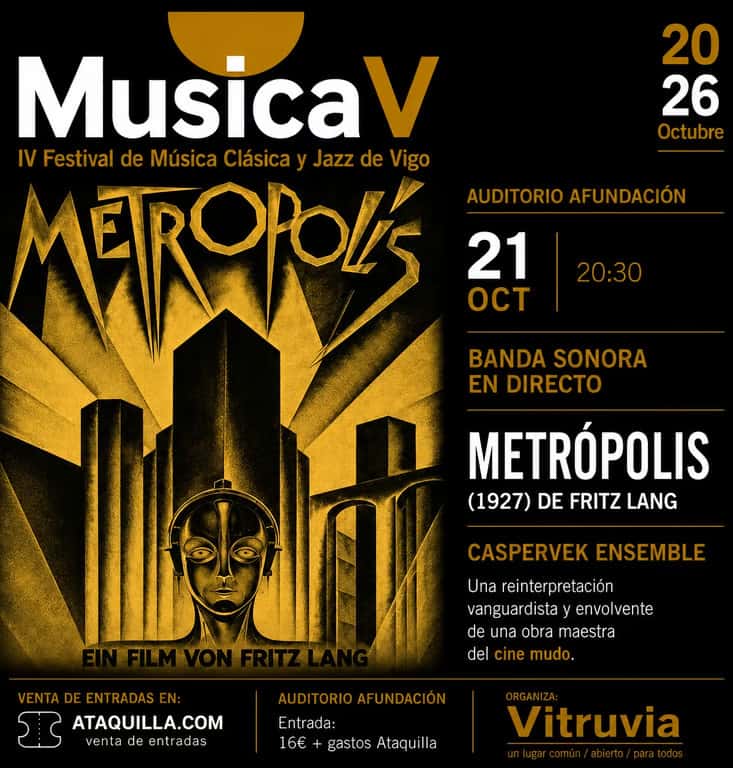MusicaV 2026: IV Festival Internacional de Música Clásica y Jazz - Proyección de 'Metrópolis' con Caspervek Ensemble