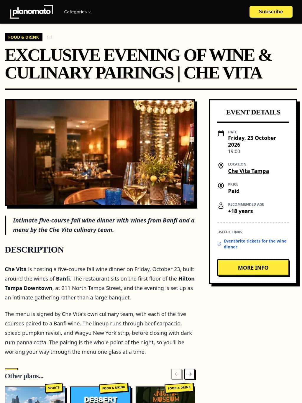 Exclusive Evening of Wine & Culinary Pairings | Che Vita