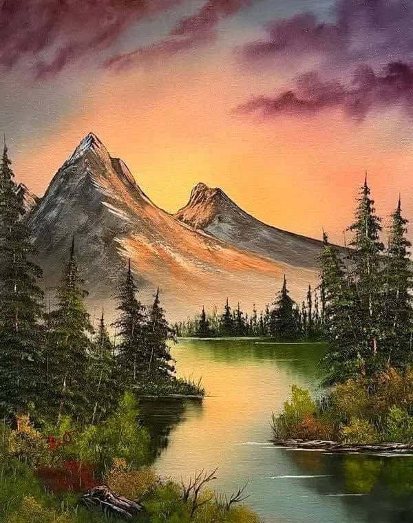 Paint and Sip - Bob Ross Sunset