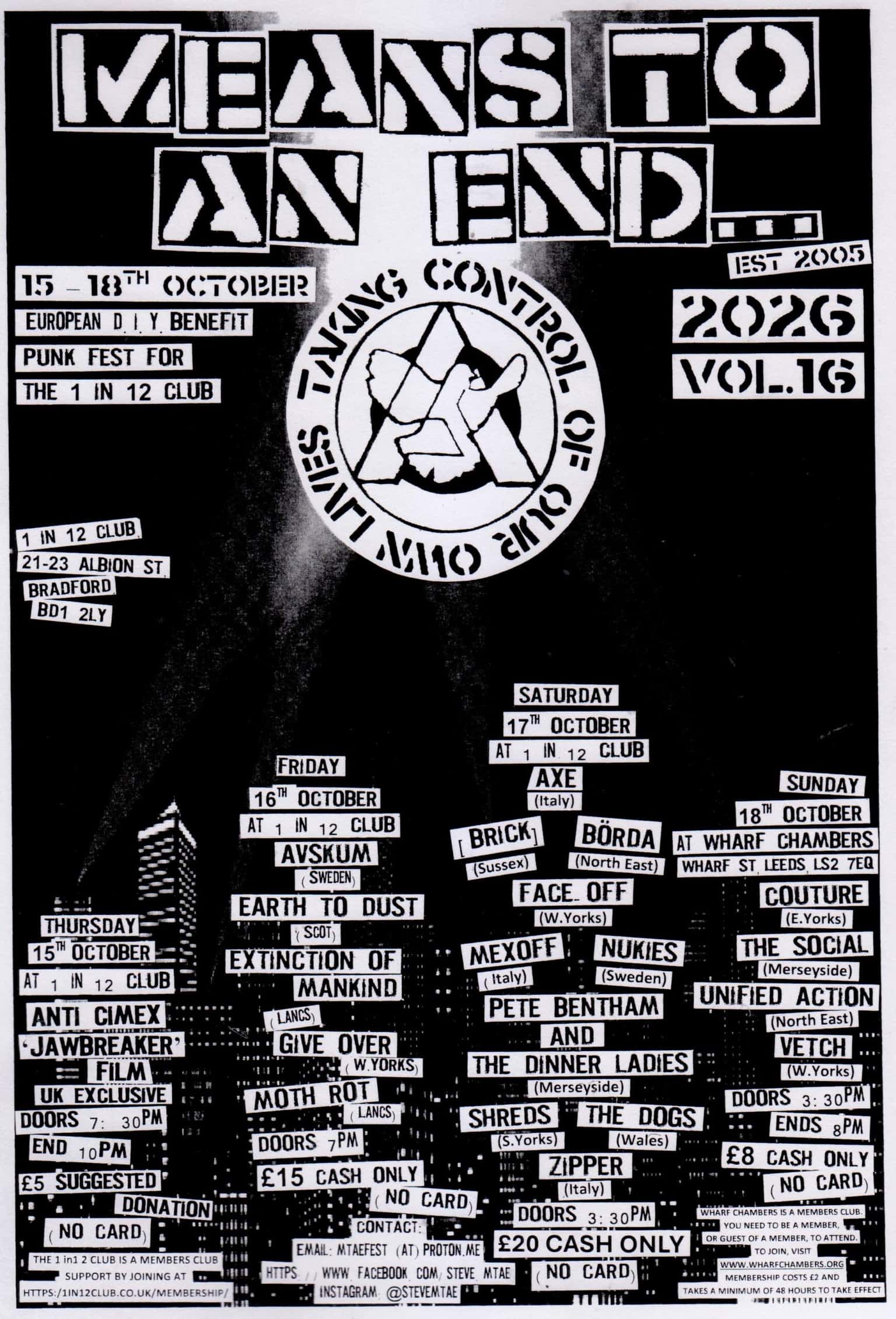 MEANS TO AN END… DIY Hardcore Punk Fest: Unified Action / The Social / Couture / Vetch