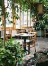 Área interior con plantas y decoración natural, ideal para celebraciones íntimas