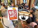 Evento de Bluegrass Jam en el interior de Birdsong Brewery con músicos y público
