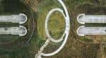 Diseño arquitectónico del puente terrestre (land bridge) en Memorial Park visto desde arriba