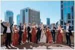 Boda elegante en la azotea del Washington Athletic Club con vista a la ciudad