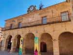 Fachada principal del Palacio de la Audiencia con arcos y detalles arquitectónicos