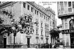 Fachada histórica del Teatro Apolo en blanco y negro