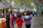 Feria o evento al aire libre en el Parc Jaume Balmes con puestos y visitantes