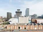 Vista panorámica del complejo Aviva Studios en el centro de Manchester