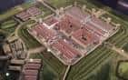 Maqueta del fuerte romano de Segedunum con sus edificaciones y murallas