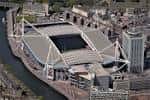 Vista aérea del Principality Stadium en Cardiff
