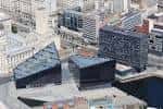 Vista aérea del centro de arquitectura RIBA North en Liverpool