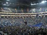Vista aérea del O2 Arena en Londres con el río Támesis al fondo