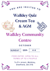 Invitación al evento 'Walkley Quiz, Cream Tea & AGM' en el centro comunitario