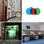 Vista exterior e interior de Digital Arts Studios en Belfast