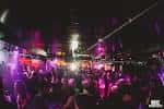 Evento nocturno en The Cell con luces de colores y público asistiendo