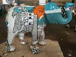 Estatua de elefante decorada con patrones artísticos en Sheffield