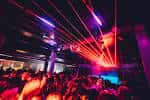 Interior del club Stealth con luces láser y multitud bailando