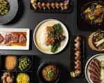 Platos de comida asiática presentados en el restaurante RO Hyde Park