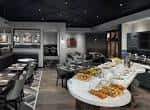 Interior del hotel mostrando zona de buffet y comedor con decoración contemporánea