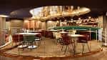 Área interior del casino con barra y asientos en diseño contemporáneo
