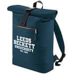 Mochila de tela reciclada con el logo de la Universidad Leeds Beckett