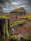 Edificio histórico de madera en Longshaw Estate con entorno natural