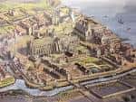 Ilustración histórica de la Isla Thorney en Londres