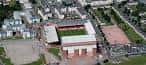Perspectiva elevada del estadio Pittodrie desde el norte