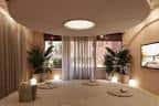 Sala de estar con decoración moderna y plantas
