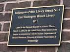 Placa histórica de la sucursal East Washington Branch de la Biblioteca Pública de Indianapolis