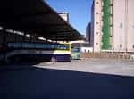 Vista de los autobuses en las dársenas de la estación de Lugo