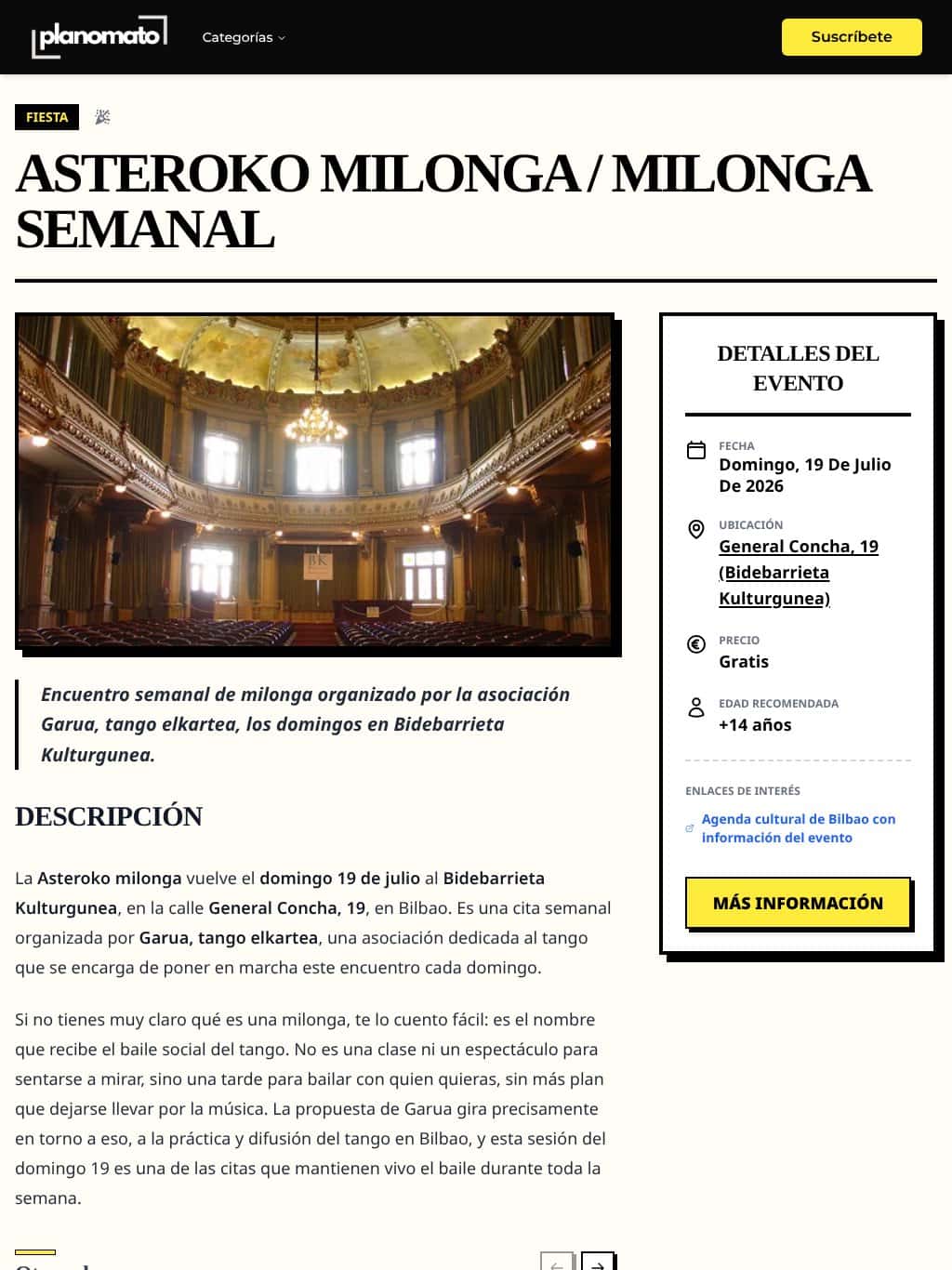 Asteroko milonga / Milonga semanal