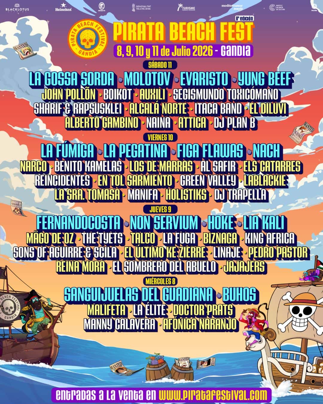 El Pirata Beach Festival 2026 sacude Gandia