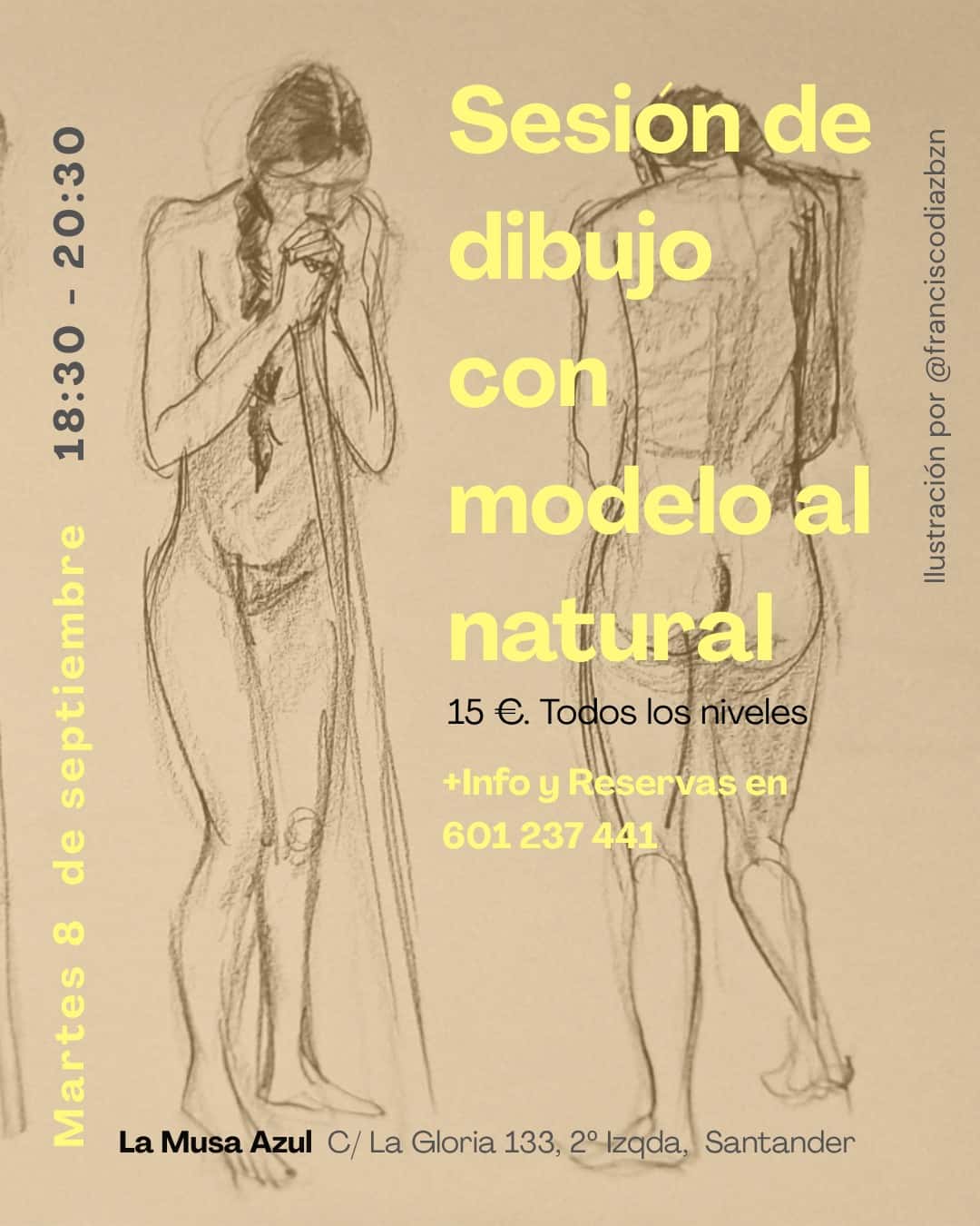 Sesión de dibujo con modelo al natural