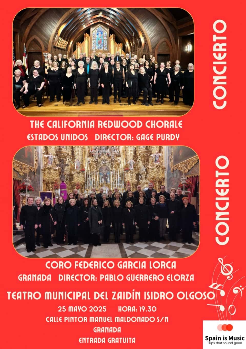Concierto The California Redwood Chorale (EEUU) y Coro Federico García Lorca (Granada)