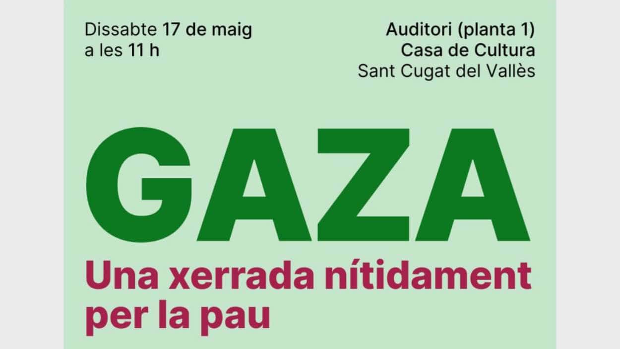 Acte (Comuns Sant Cugat): 'Gaza: una xerrada nítidament per la pau'