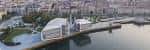 Perspectiva aérea del Centro Botín junto a la bahía de Santander