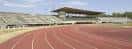 Pista de atletismo y tribuna principal del estadio Las Mestas