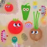 Obra de Albert Pinya con figuras de verduras y hortalizas de estilo cartoon