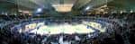 Panorámica del interior del pabellón durante un evento deportivo con público en las gradas