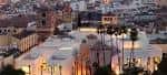 Vista aérea del Museo Picasso Málaga y su entorno urbano al atardecer