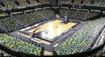 Interior del pabellón Bilbao Arena con la cancha de baloncesto y las gradas preparadas para un evento