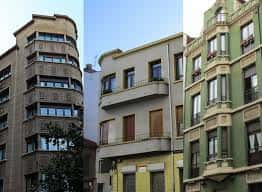 Composición de fachadas con arquitectura Art Decó representativa de la zona
