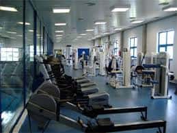 Sala de fitness equipada con máquinas de remo y entrenamiento cardiovascular