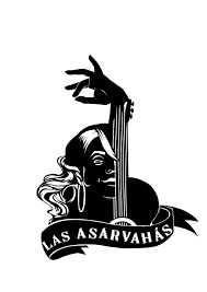 Logotipo de Las Asarvahás con una figura estilizada tocando un instrumento de cuerda