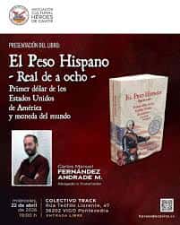 Afiche promocional de la presentación del libro 'El Peso Hispano' en Colectivo Track