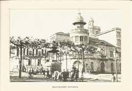 Vista histórica del Parque de Bomberos de Santander con su fachada clásica y cúpulas