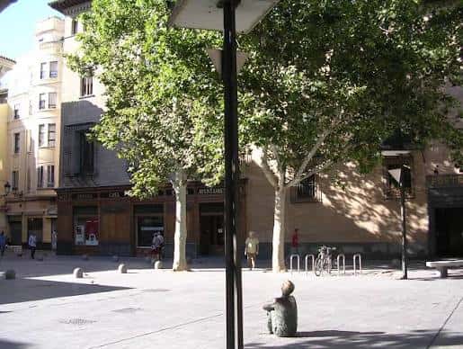 Vista de la Plaza San Felipe con árboles y edificios históricos